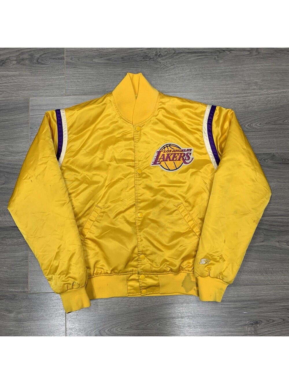 Vintage 80S Starter Los Angeles Lakers Satin Jacket Medium Rare Men’s Yellow